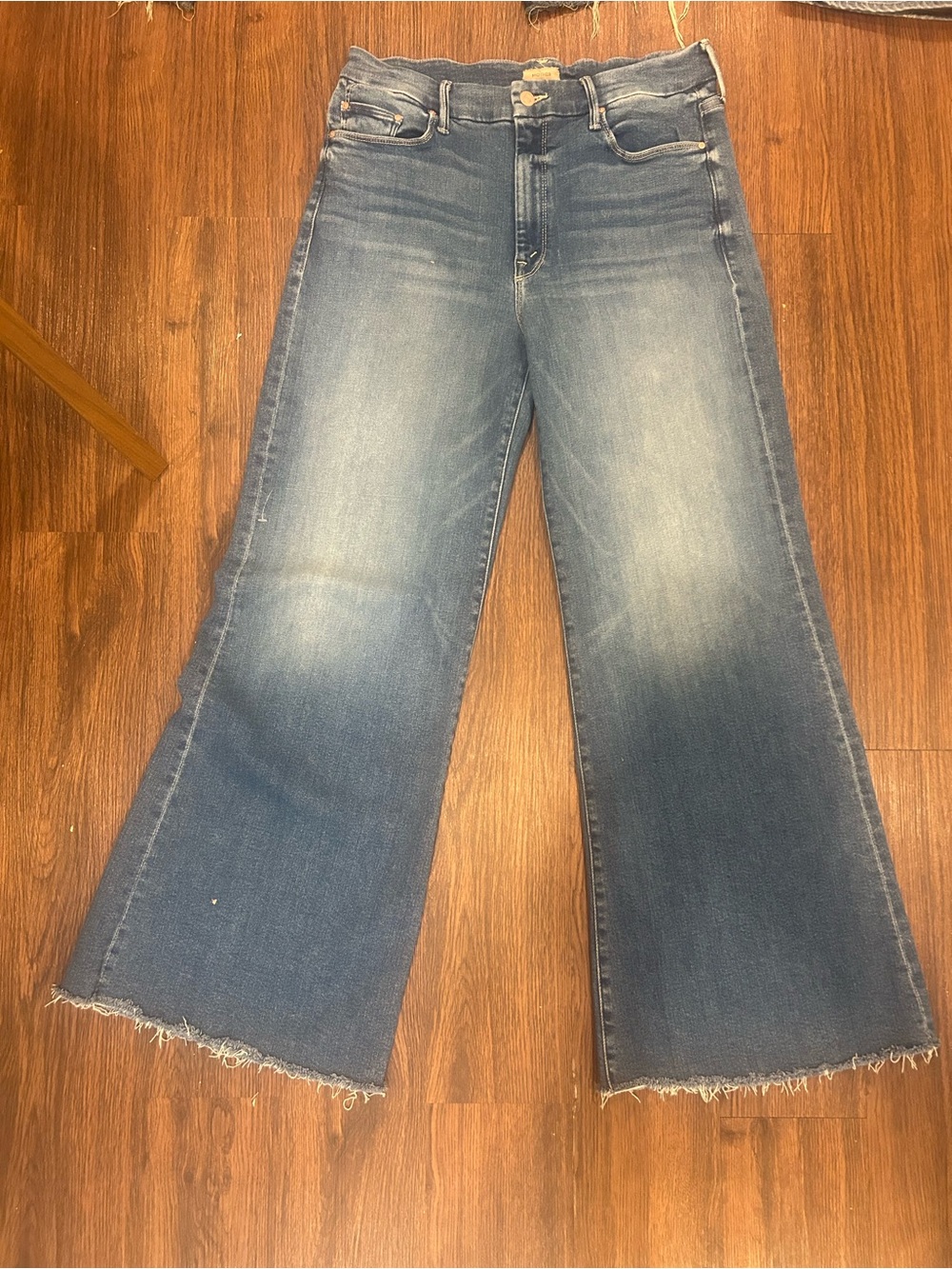 MOTHER The Roller Fray Wide Leg Jeans Riding The Cliffside Size 33